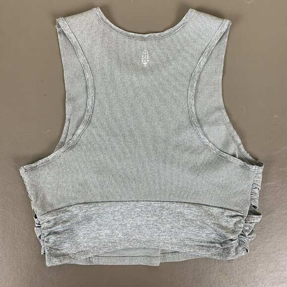 Free People Movement Womens M Cropped Tank Top Gray Cross Front Bralette Bra - Picture 3 of 16